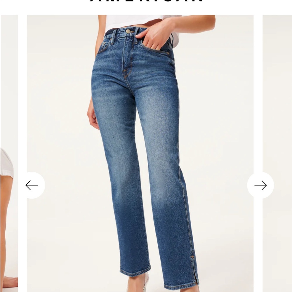 Good American straight leg blue jeans
